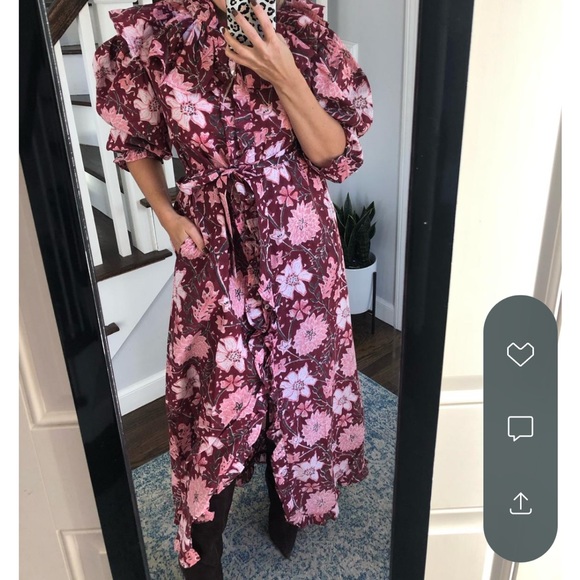 Maxi dress with pockets and removable fabric belt - Picture 1 of 4